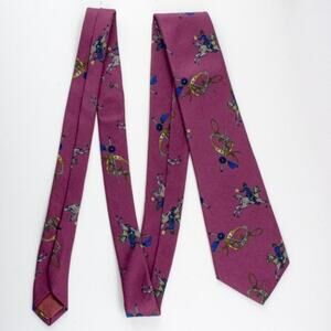 Henry Grethel Vintage Silk Tie Cranberry Blue Gold Made in USA